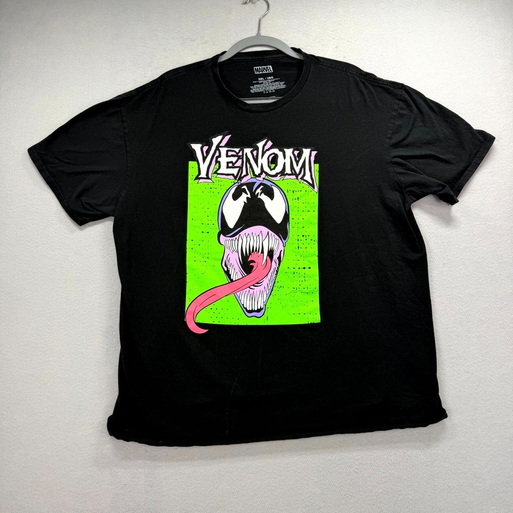 Marvel Venom T-Shirt Mens 2XL Black Graphic Comic Crew Neck Spiderman Villain